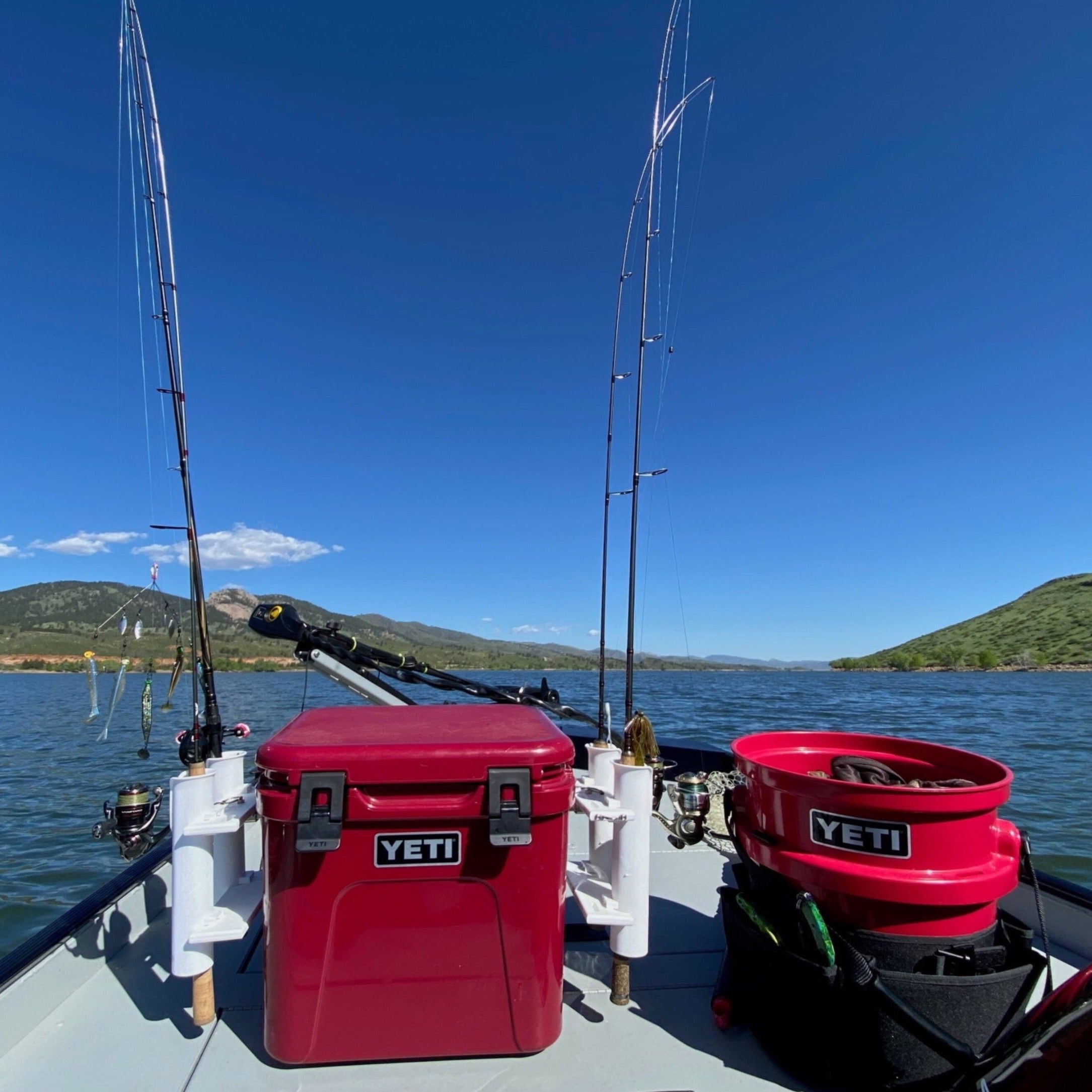 Igloo cooler in a Great fishing Rod holder 